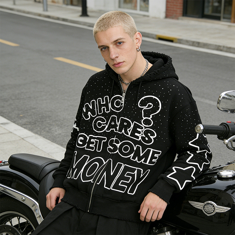 Custom Punk Delic Frayed Screen Print Hoodie