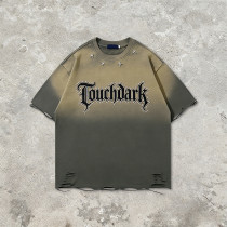 2026 Custom Vintage Gradient Washed Studded Applique T-shirt | Vintage Streetwear | Rhinestone | OEM Streetwear