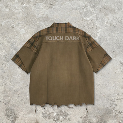 2026 New Design Vintage Patchwork Rubber Print Shirts | Vintage Streetwear | Frayed | Streetwear Manufacturer