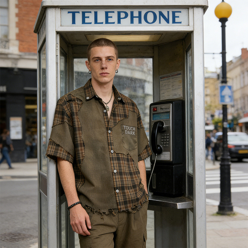 Vintage Patchwork Rubber Print Shirts