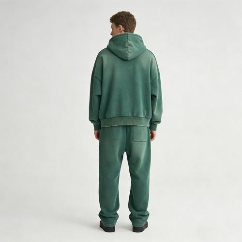 2026 New Design Vintage Washed Spray Dye Applique Hoodie Set | Vintage Streetwear | Custom Streetwear