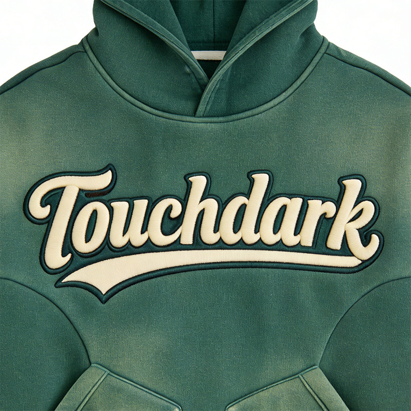 Vintage Washed Spray Dye Applique Hoodie Set