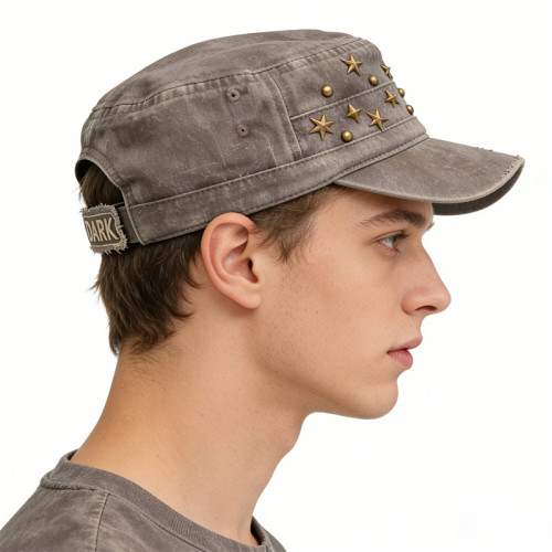 Custom Vintage Washed Studded Applique Flat Cap | Vintage Streetwear | Streetwear Clothing Manufacturer