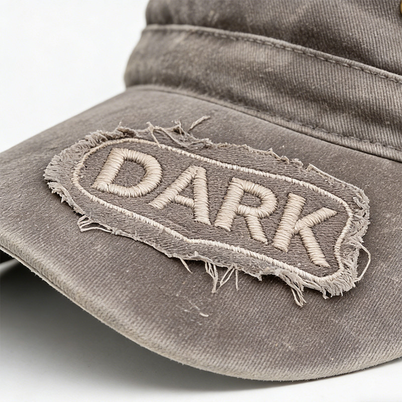 Vintage Washed Studded Applique Flat Cap