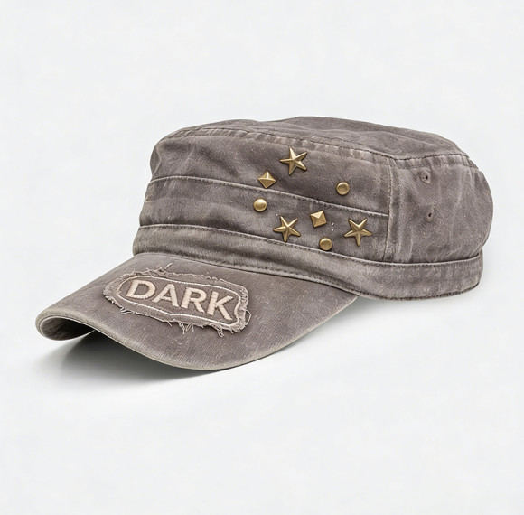 Custom Vintage Washed Studded Applique Flat Cap | Vintage Streetwear | Streetwear Clothing Manufacturer