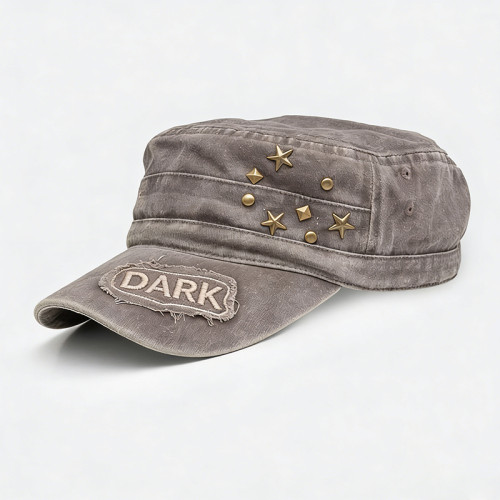 Custom Vintage Washed Studded Applique Flat Cap | Vintage Streetwear | Streetwear Clothing Manufacturer