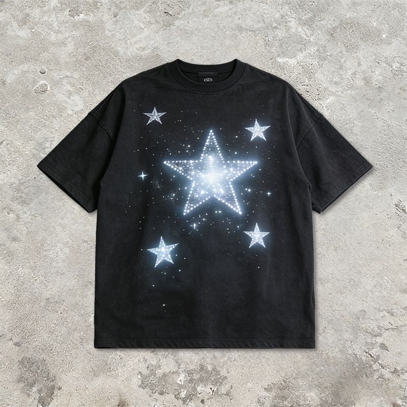 Sonic Wear Washed Rhinestone Star T-shirt 