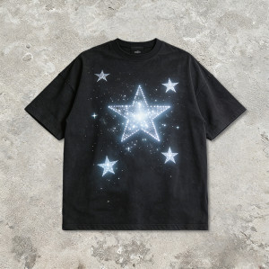 2026 New Design Sonic Wear Washed Rhinestone Star T-shirt | Streetwear | Cotton Blend | Custom Streetwear Manufacturer
