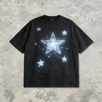 2026 New Design Sonic Wear Washed Rhinestone Star T-shirt | Streetwear | Cotton Blend | Custom Streetwear Manufacturer