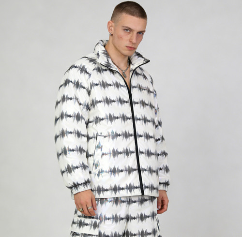 Custom Sonic Wear Laser Holographic Digital Print Puffer Jacket | Streetwear | OEM Streetwear