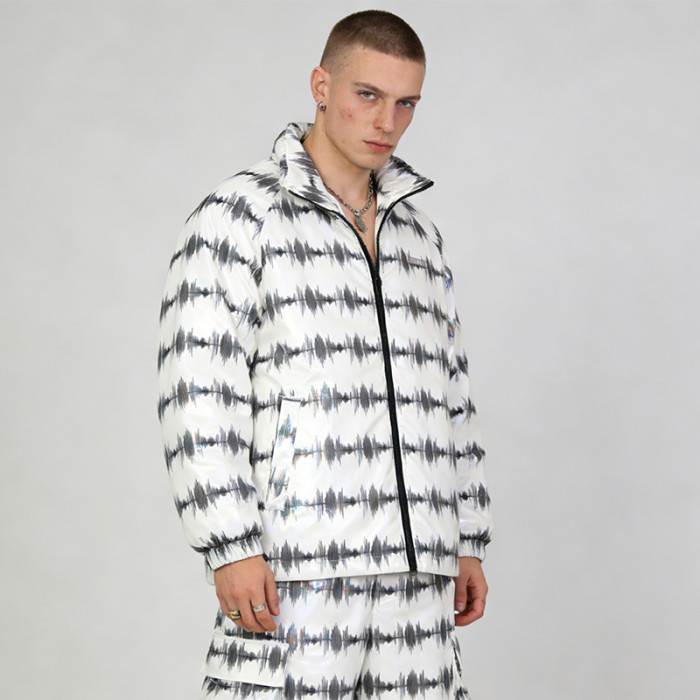 Custom Sonic Wear Laser Holographic Digital Print Puffer Jacket | Streetwear | OEM Streetwear