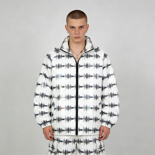 Custom Sonic Wear Laser Holographic Digital Print Puffer Jacket | Streetwear | OEM Streetwear