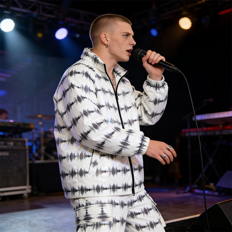 Sonic Wear Laser Holographic Digital Print Puffer Jacket