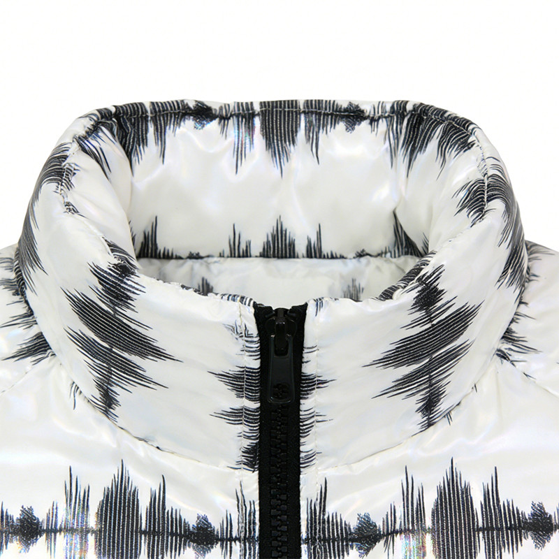 Sonic Wear Laser Holographic Digital Print Puffer Jacket