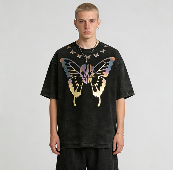 Hot Selling Sonic Wear Washed Laser Film Heat Transfer T-shirt | Streetwear | 100% Cotton | Streetwear Manufacturer