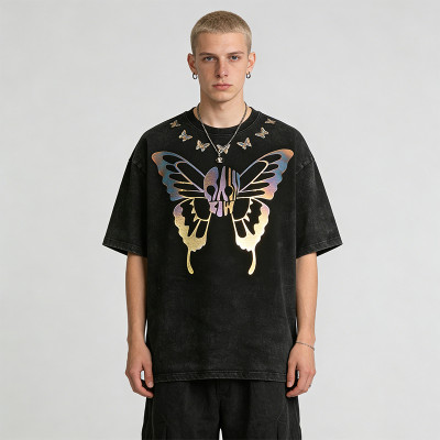 Hot Selling Sonic Wear Washed Laser Film Heat Transfer T-shirt | Streetwear | 100% Cotton | Streetwear Manufacturer