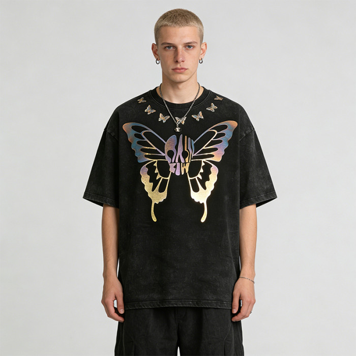 Hot Selling Sonic Wear Washed Laser Film Heat Transfer T-shirt | Streetwear | 100% Cotton | Streetwear Manufacturer