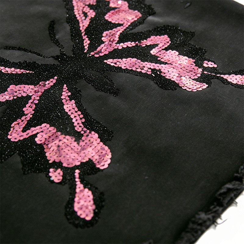 Sonic Wear Washed Distressed Sequin T-shirt