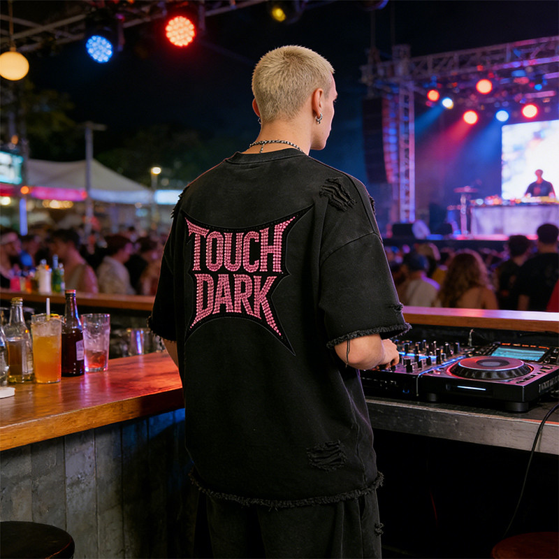 Sonic Wear Washed Distressed Sequin T-shirt