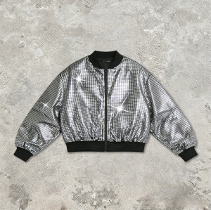 Custom Sonic Wear Metallic Grid Bomber Jacket | Streetwear | 100% Polyester | Custom Streetwear