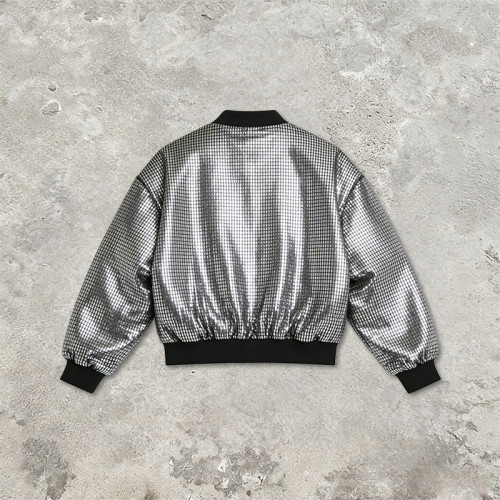 Custom Sonic Wear Metallic Grid Bomber Jacket | Streetwear | 100% Polyester | Custom Streetwear