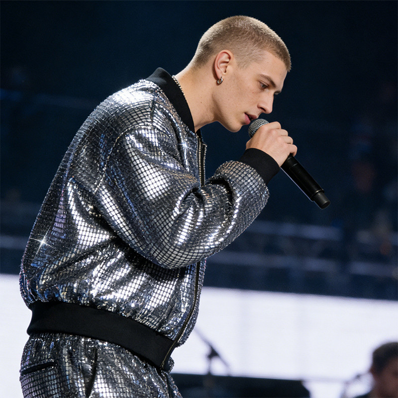 Sonic Wear Metallic Grid Bomber Jacket