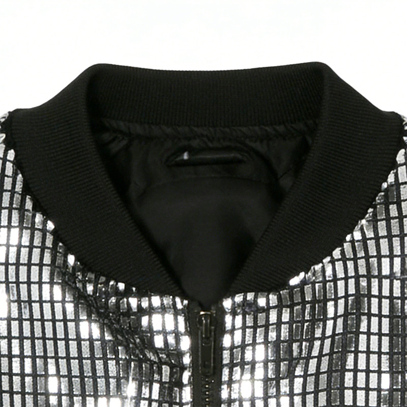 Sonic Wear Metallic Grid Bomber Jacket