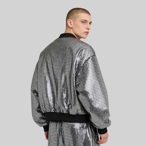 Custom Sonic Wear Metallic Grid Bomber Jacket | Streetwear | 100% Polyester | Custom Streetwear