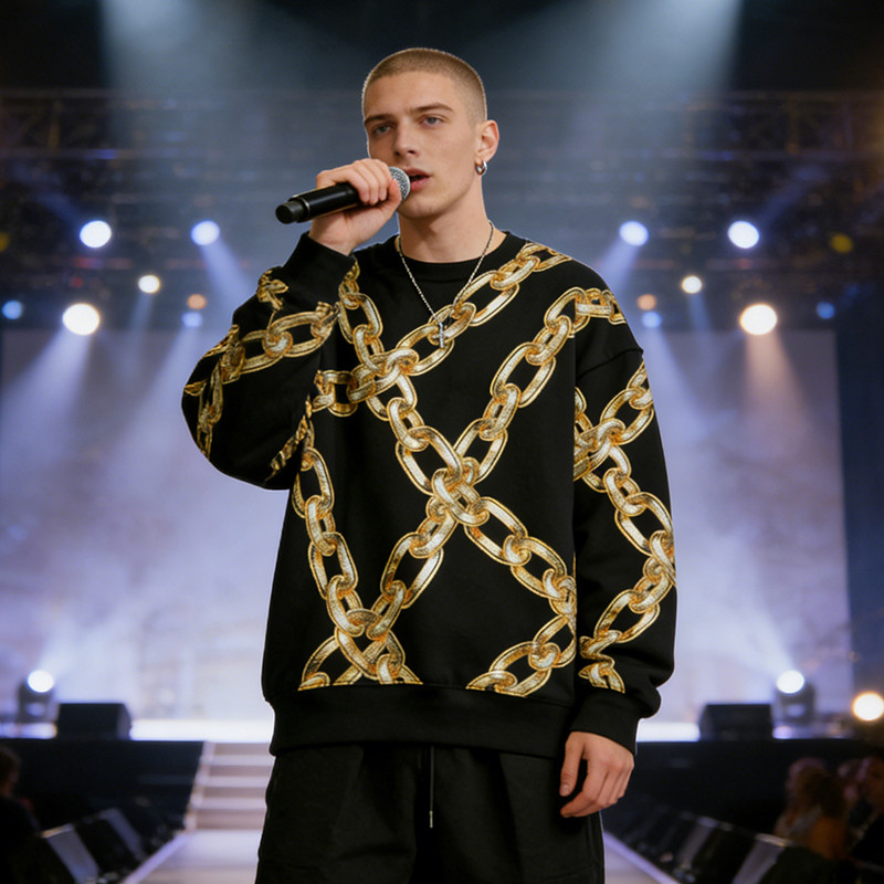 Sonic Wear Embroidered Gold Chain T-shirt