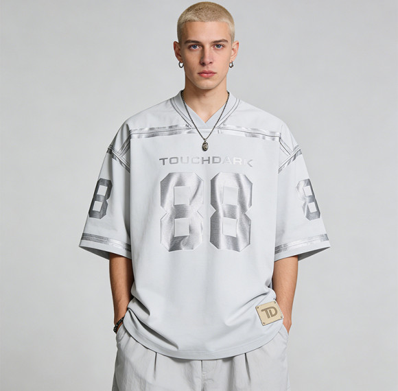 Custom Sonic Wear Patch Studded Silver Foil Print T-shirt | Streetwear | Custom Streetwear Manufacturer