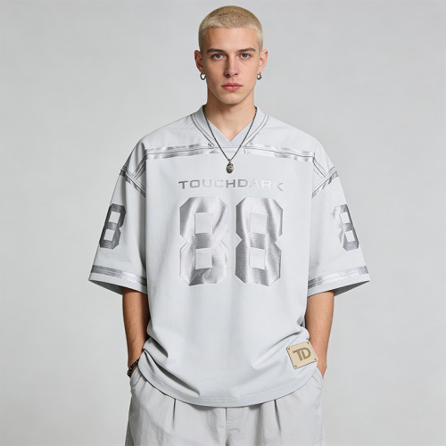 Custom Sonic Wear Patch Studded Silver Foil Print T-shirt | Streetwear | Custom Streetwear Manufacturer