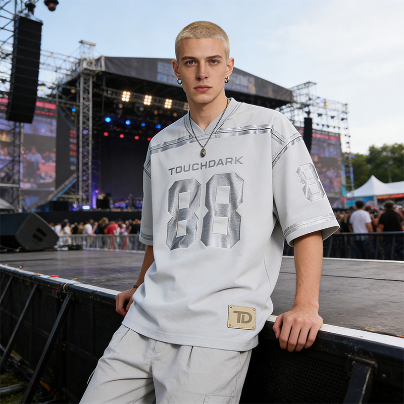 Sonic Wear Patch Studded Silver Foil Print T-shirt