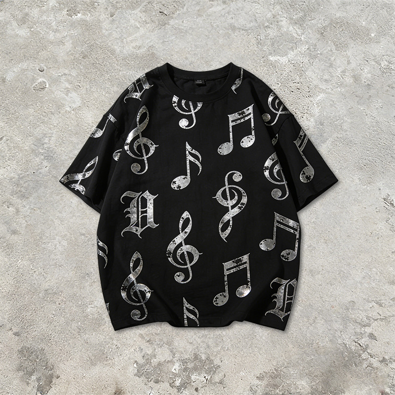  Sonic Wear Silver Foil Music Note T-shirt