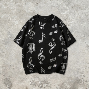 2026 New Design Sonic Wear Silver Foil Music Note T-shirt | Streetwear | Clothing Manufacturer