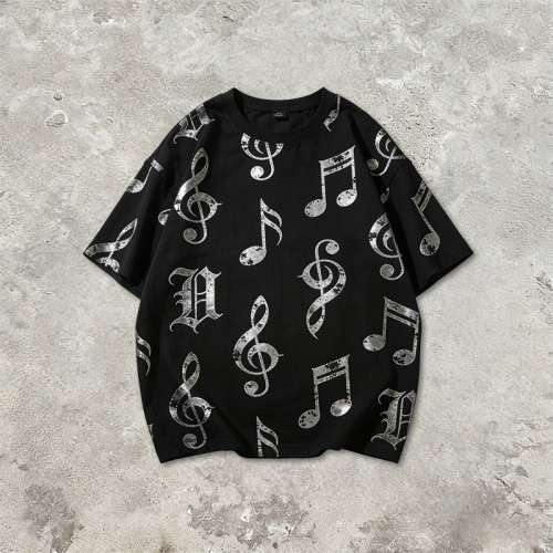 2026 New Design Sonic Wear Silver Foil Music Note T-shirt | Streetwear | Clothing Manufacturer