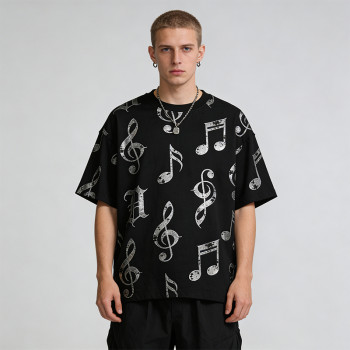 2026 New Design Sonic Wear Silver Foil Music Note T-shirt | Streetwear | Clothing Manufacturer