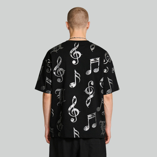 2026 New Design Sonic Wear Silver Foil Music Note T-shirt | Streetwear | Clothing Manufacturer