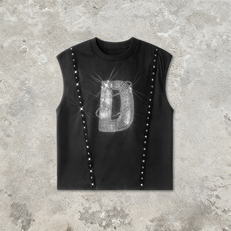 Sonic Wear Rhinestone Studded Webbing Vest