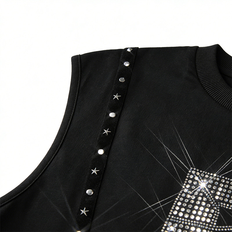 Sonic Wear Rhinestone Studded Webbing Vest