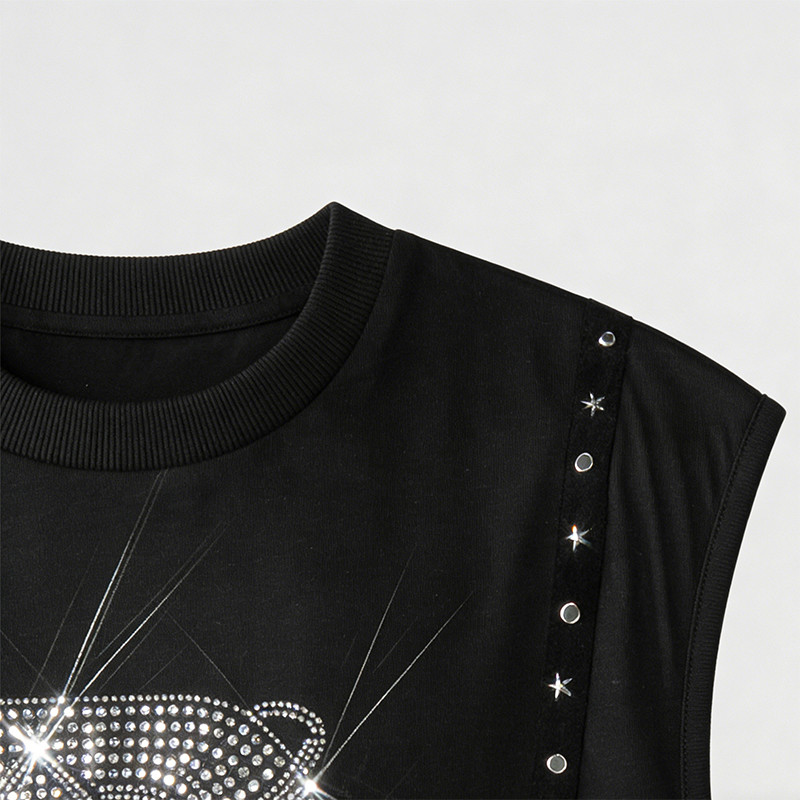 Sonic Wear Rhinestone Studded Webbing Vest