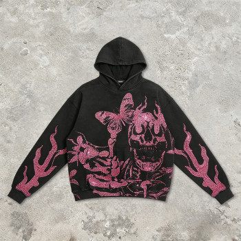 2026 New Design Sonic Wear Washed Rhinestone Hoodie | Streetwear | OEM Streetwear