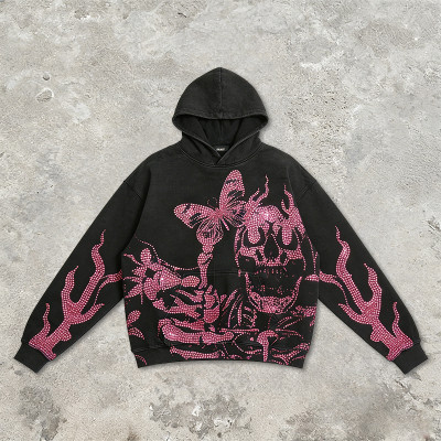 2026 New Design Sonic Wear Washed Rhinestone Hoodie | Streetwear | OEM Streetwear