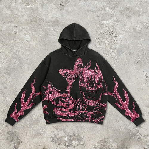 2026 New Design Sonic Wear Washed Rhinestone Hoodie | Streetwear | OEM Streetwear