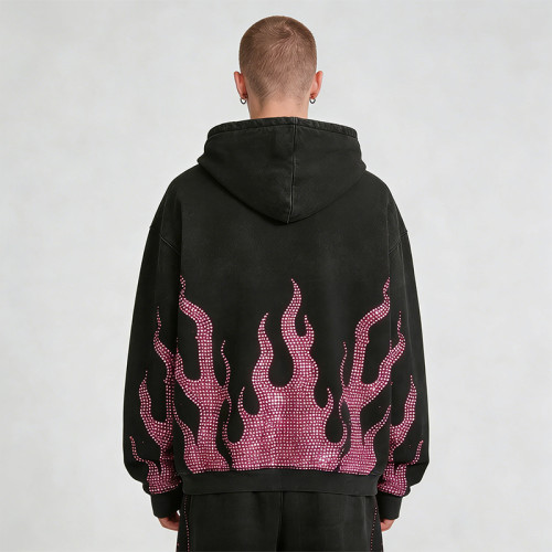 2026 New Design Sonic Wear Washed Rhinestone Hoodie | Streetwear | OEM Streetwear