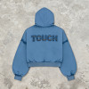 Custom Technicalwear Applique Spray Wash Patch Studded Cropped Hoodie | Streetwear | Custom Streetwear