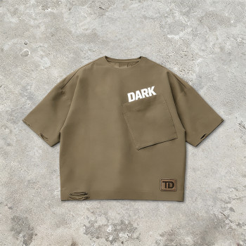 Custom Technicalwear Screen Print Patch Distressed Washed T-shirt | Streetwear | Custom Streetwear