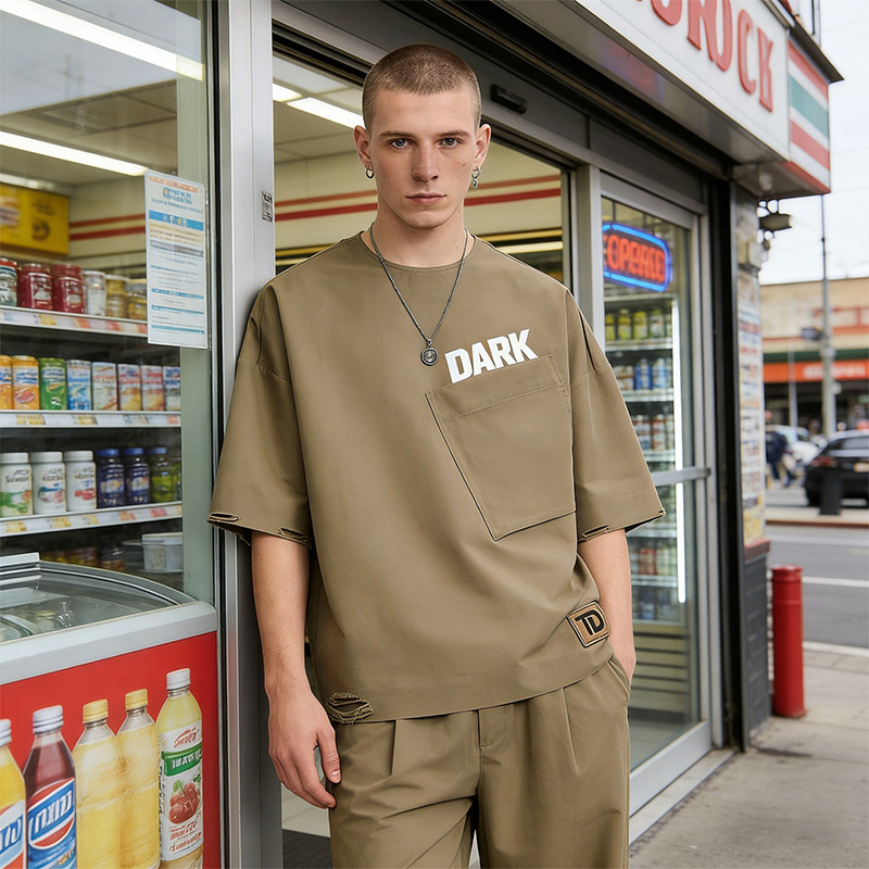 Technicalwear Screen Print Patch Distressed Washed T-shirt