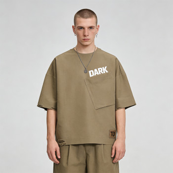 Custom Technicalwear Screen Print Patch Distressed Washed T-shirt | Streetwear | Custom Streetwear