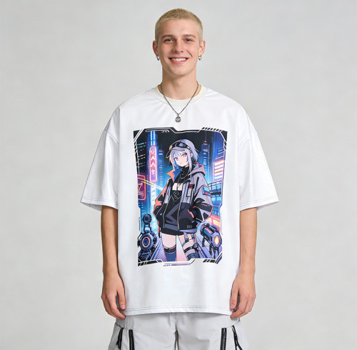 2026 New Design Anime-Inspired Laser Holographic Print T-shirt | Streetwear | 100% Polyester | Clothing Manufacturer