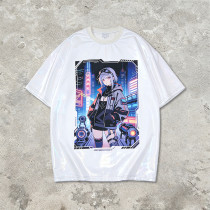 2026 New Design Anime-Inspired Laser Holographic Print T-shirt | Streetwear | 100% Polyester | Clothing Manufacturer